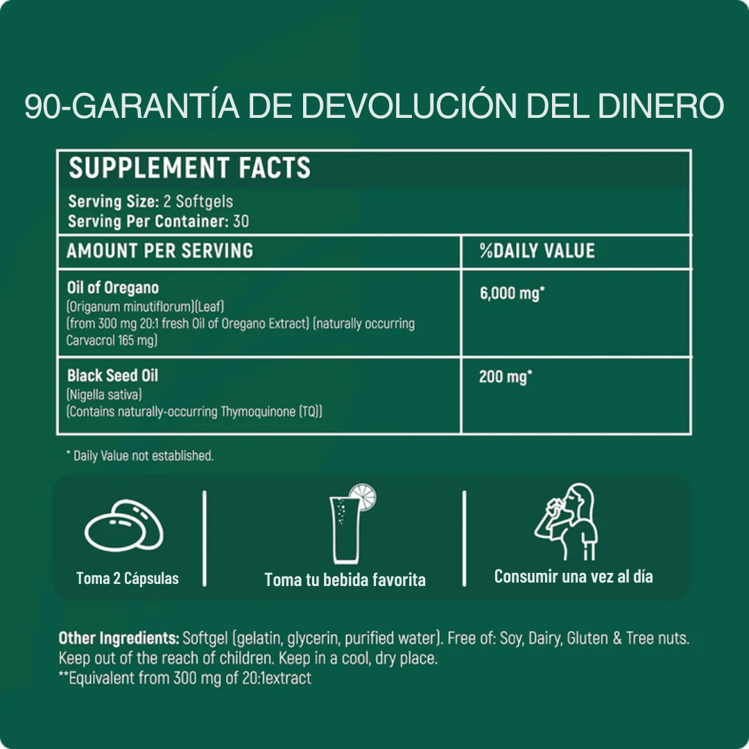 Aceite de orégano - Desinflama el vientre y mayor energía en 72 hrs